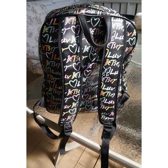 Backpack Luv Betsey Johnson Hearts Bows Black Pink Lg Bag 6 Pockets Polyurethane main image 6